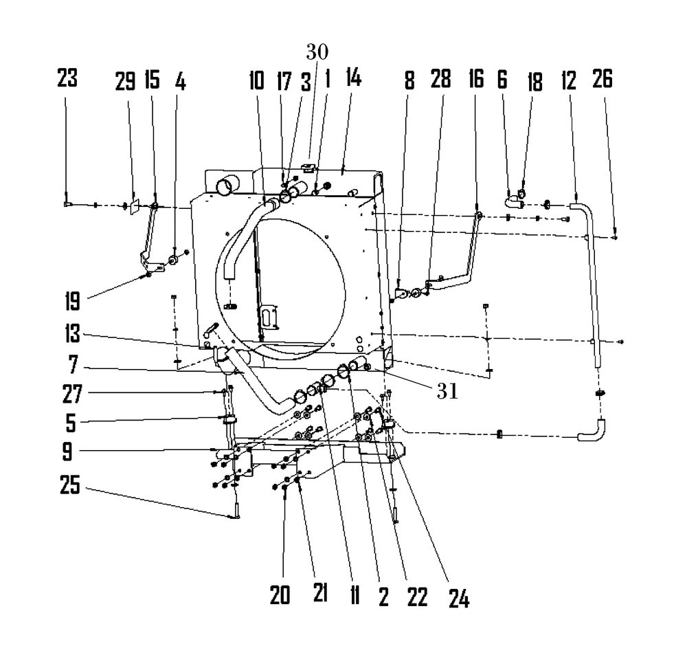 Engine Group - Radiator Diagram and Parts List for 080011-01  Briggs and Stratton Generator